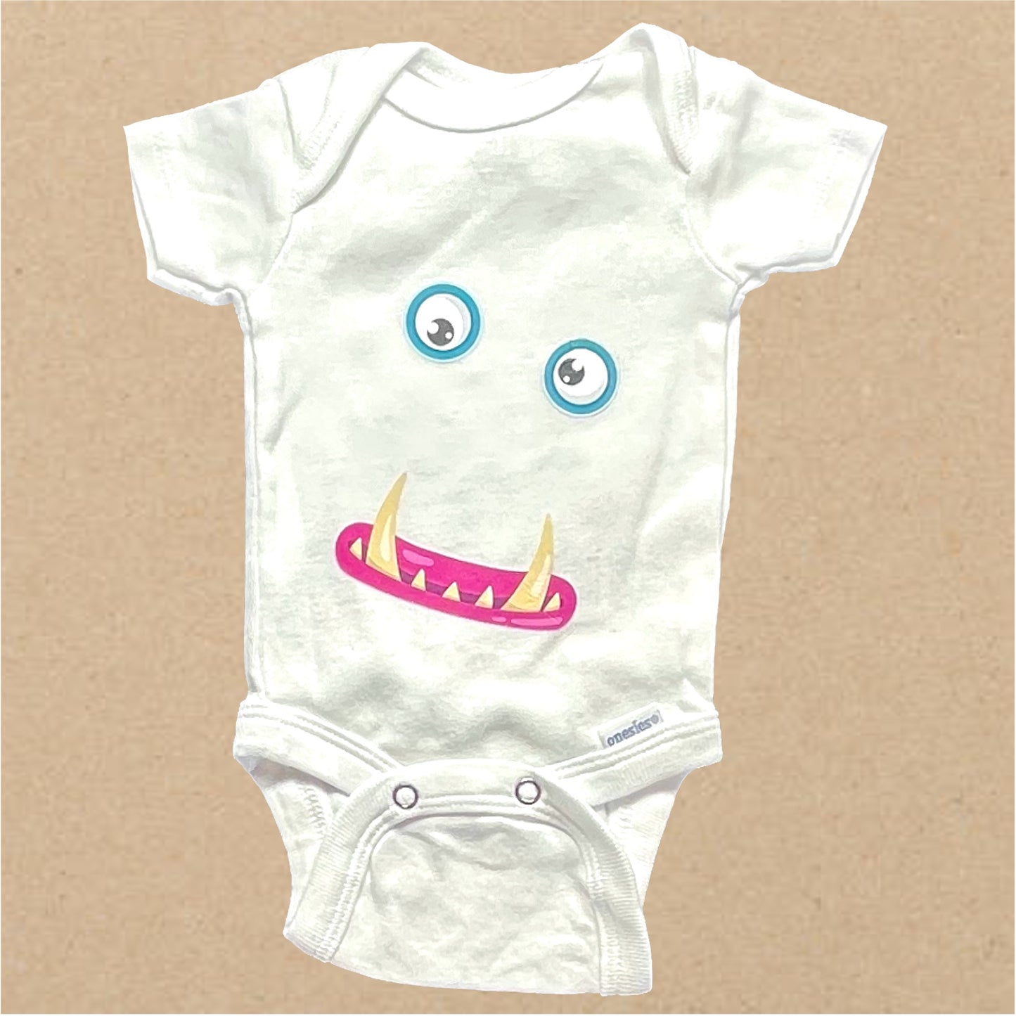White Pink Mouth SPOOKY GIGGLE FACE ONESIE