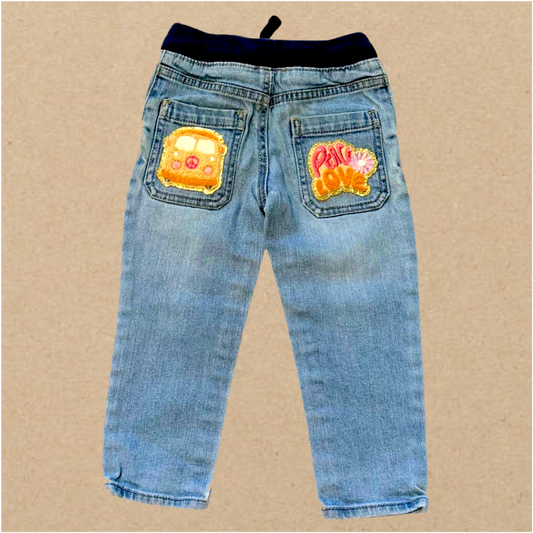 Repurposed Light Denim PEACE BUS JEANS