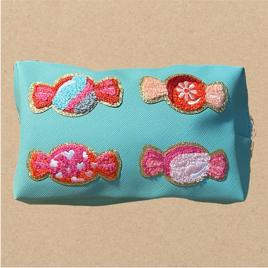 Turquoise Faux Leather CANDIES MAKEUP BAG